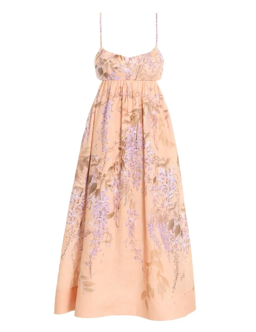Zimmermann The Rosa Bralette Midi Dress in Lilac Wisteria Floral Size 2 / AU 12 for rent on The Volte - main image