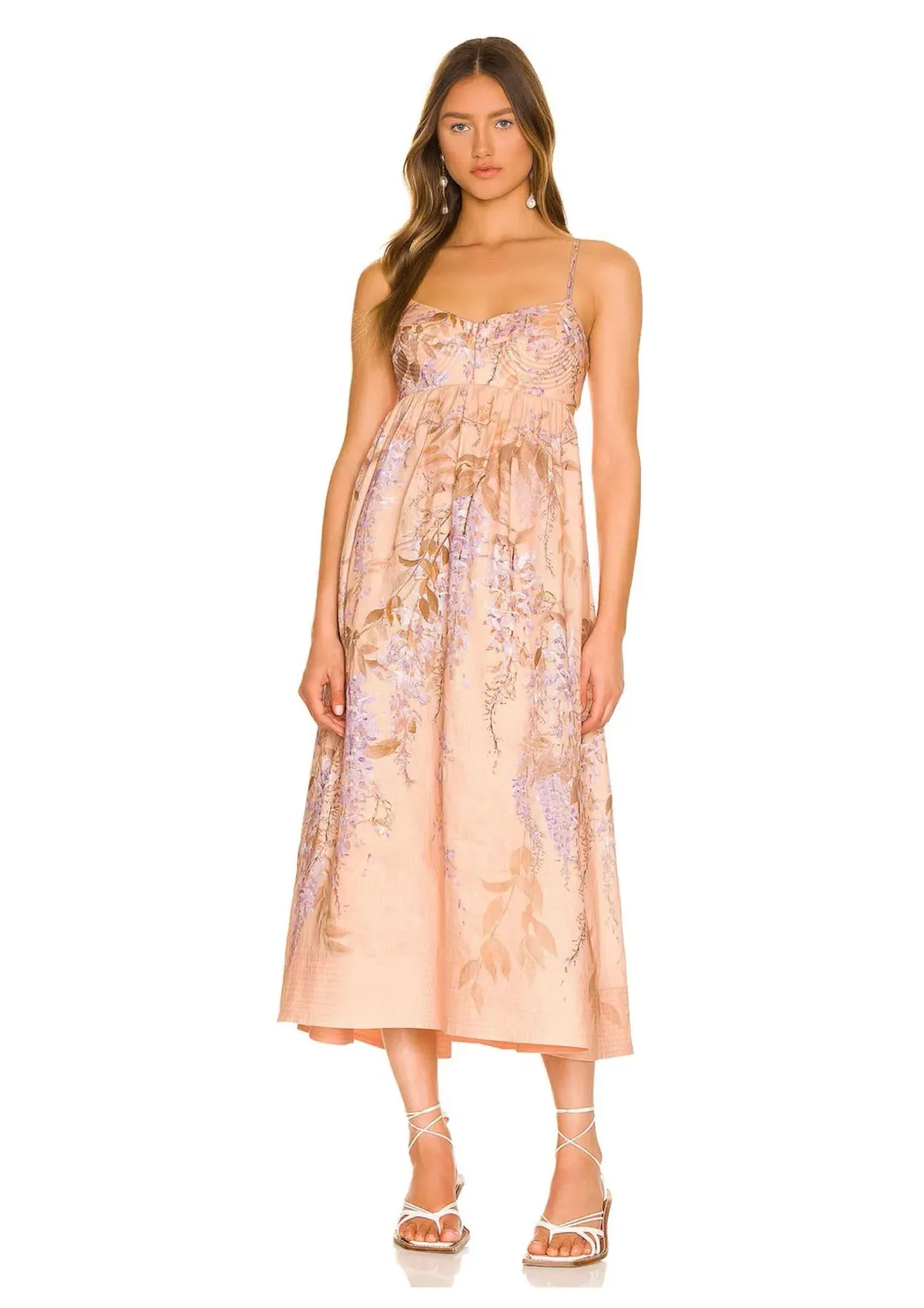 Zimmermann The Rosa Bralette Midi Dress in Lilac Wisteria Floral Size 2 / AU 12 for rent on The Volte - main image