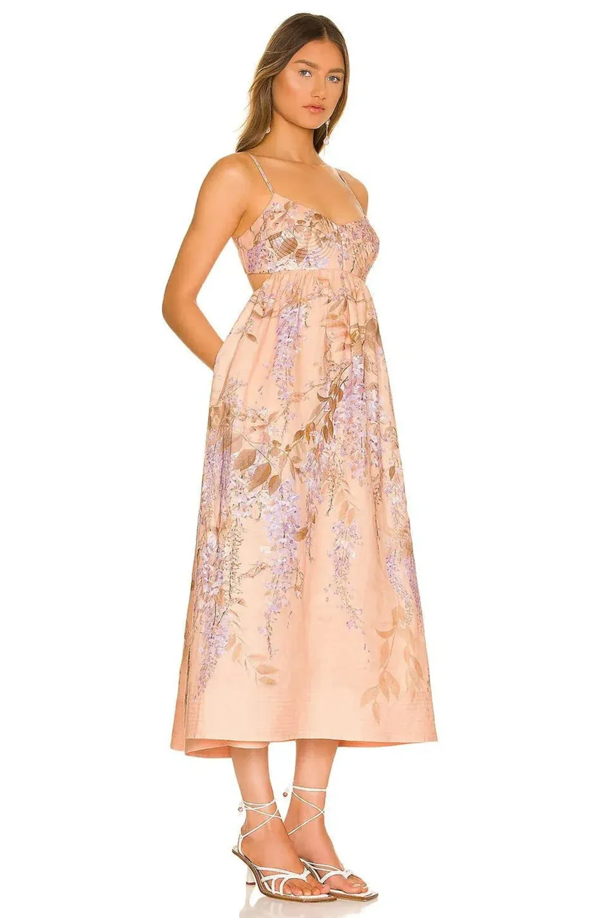 Zimmermann The Rosa Bralette Midi Dress in Lilac Wisteria Floral Size 2 / AU 12 - Image 2