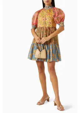 Zimmermann Junie Lantern Mini Dress Spliced Size 3 for rent on The Volte - image 1