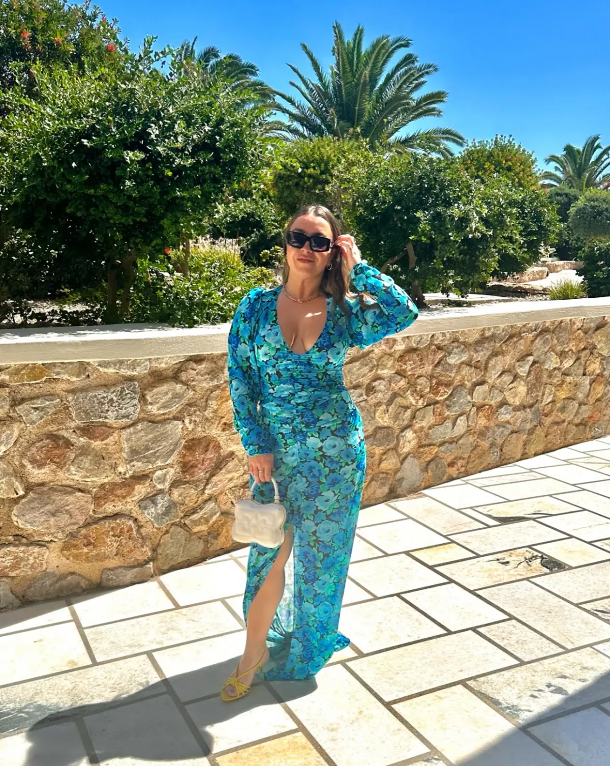 Rotate Birger Christensen Ruched Chiffon Maxi Dress Floral Print Size 12 - Image 3