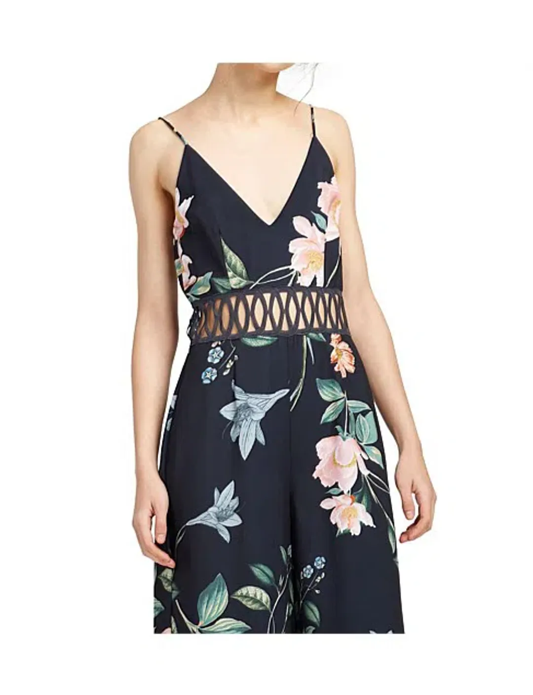 Keepsake Whispers Jumpsuit Navy garden Floral Size M/ AU 10 for rent on The Volte - main image
