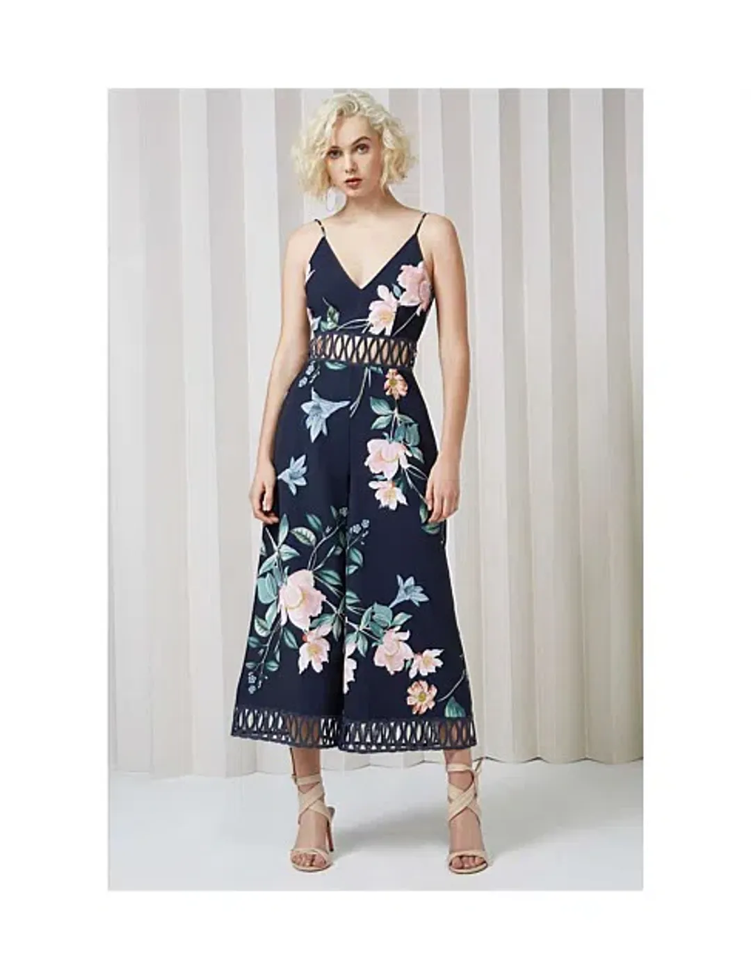 Keepsake Whispers Jumpsuit Navy garden Floral Size M/ AU 10 for rent on The Volte - main image