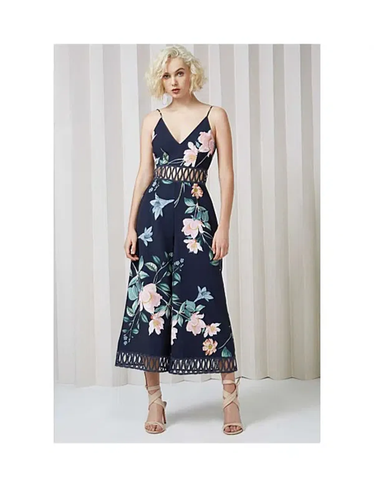 Keepsake Whispers Jumpsuit Navy garden Floral Size M/ AU 10 for rent on The Volte - main image