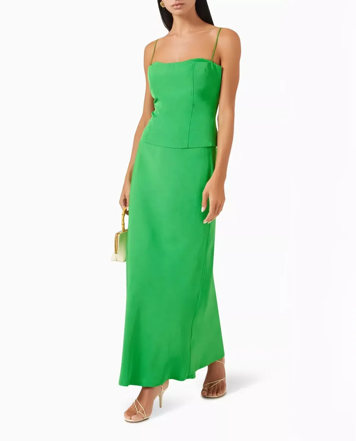 Viktoria and Woods Saxophone Top in Size 1/ AU 8 & Hillcrest Maxi Skirt in Size 2/ AU 10 Set in Viscose Green - Image 2