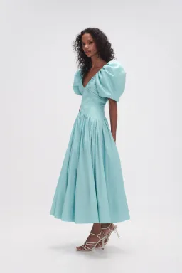 Aje Gabrielle Plunge Midi Dress Spearmint Blue Size 8 for rent on The Volte - image 2