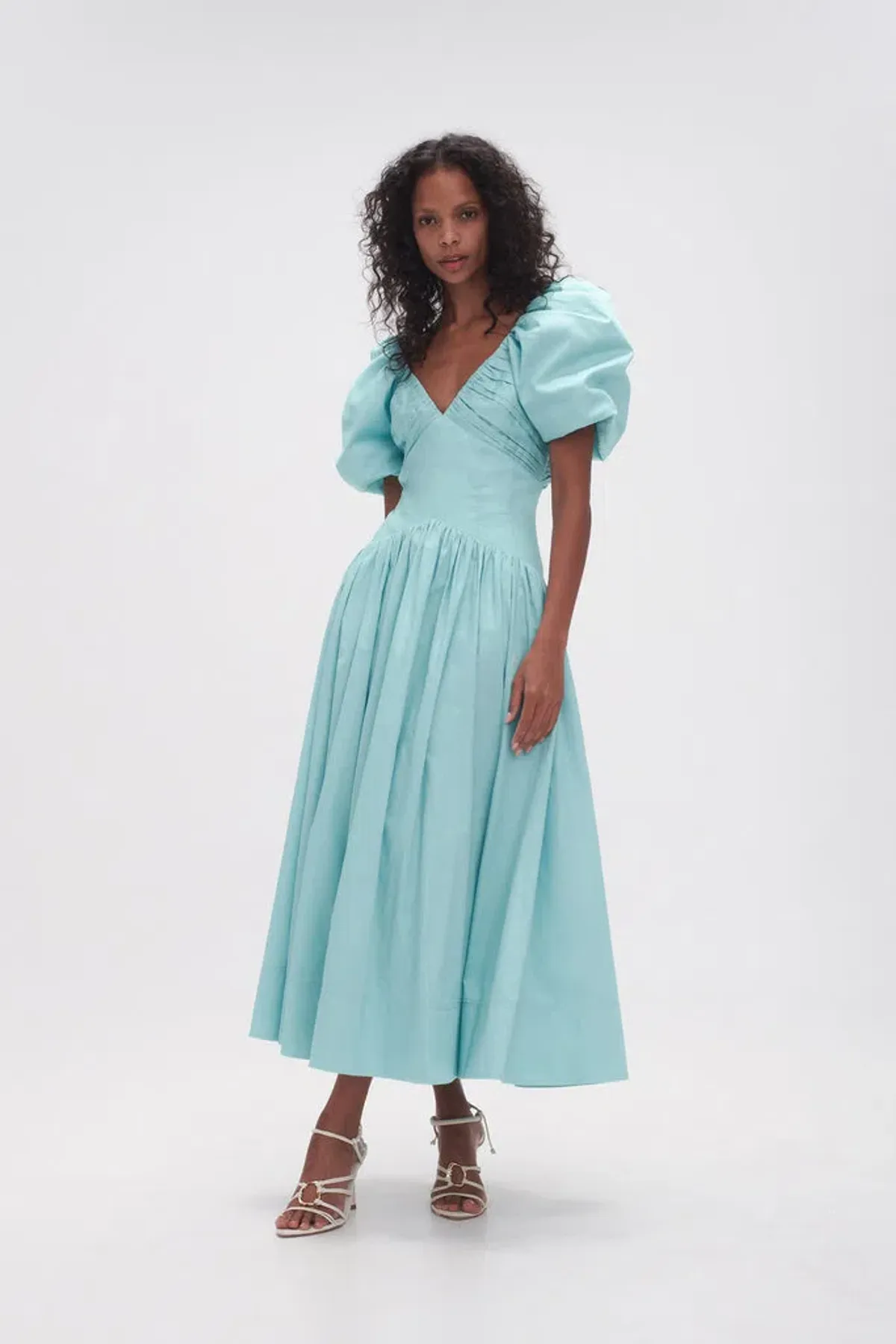 Aje Gabrielle Plunge Midi Dress Spearmint Blue Size 8 - Image 1