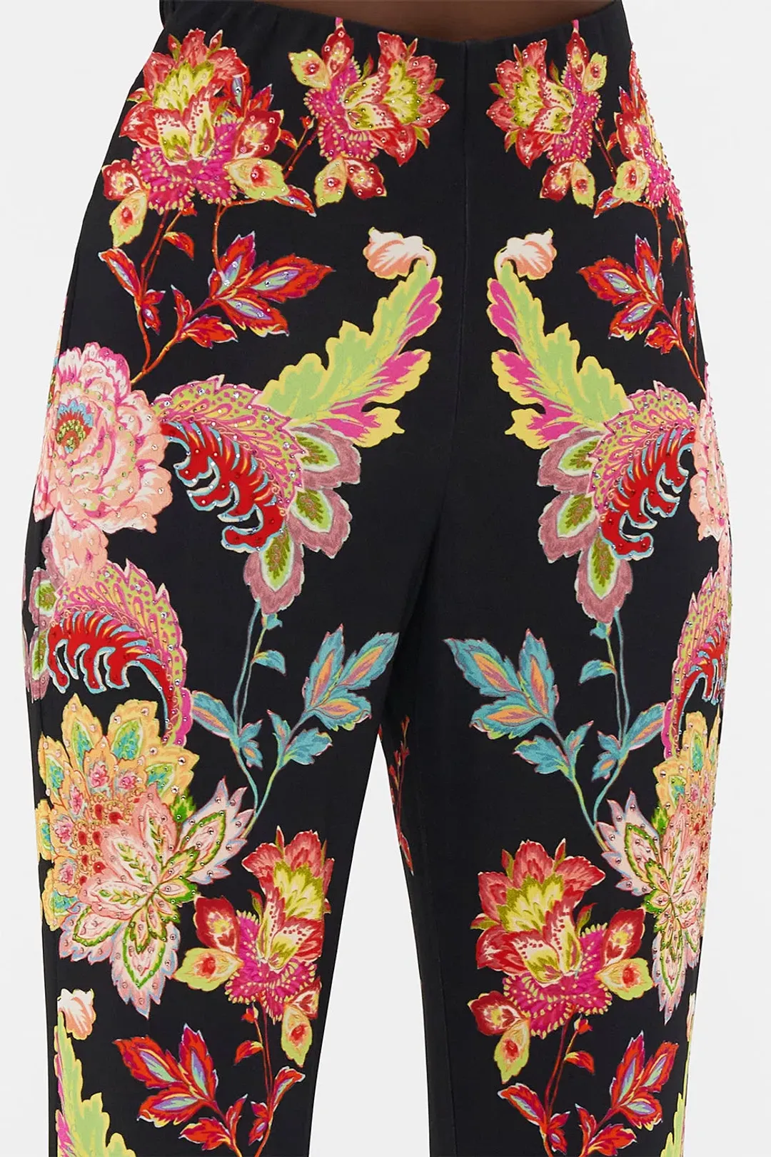 Camilla Sundowners In Sicily Fitted Jersey Shirt & Flare Pant Set Multi Floral Size S / AU 10 for rent on The Volte - main image