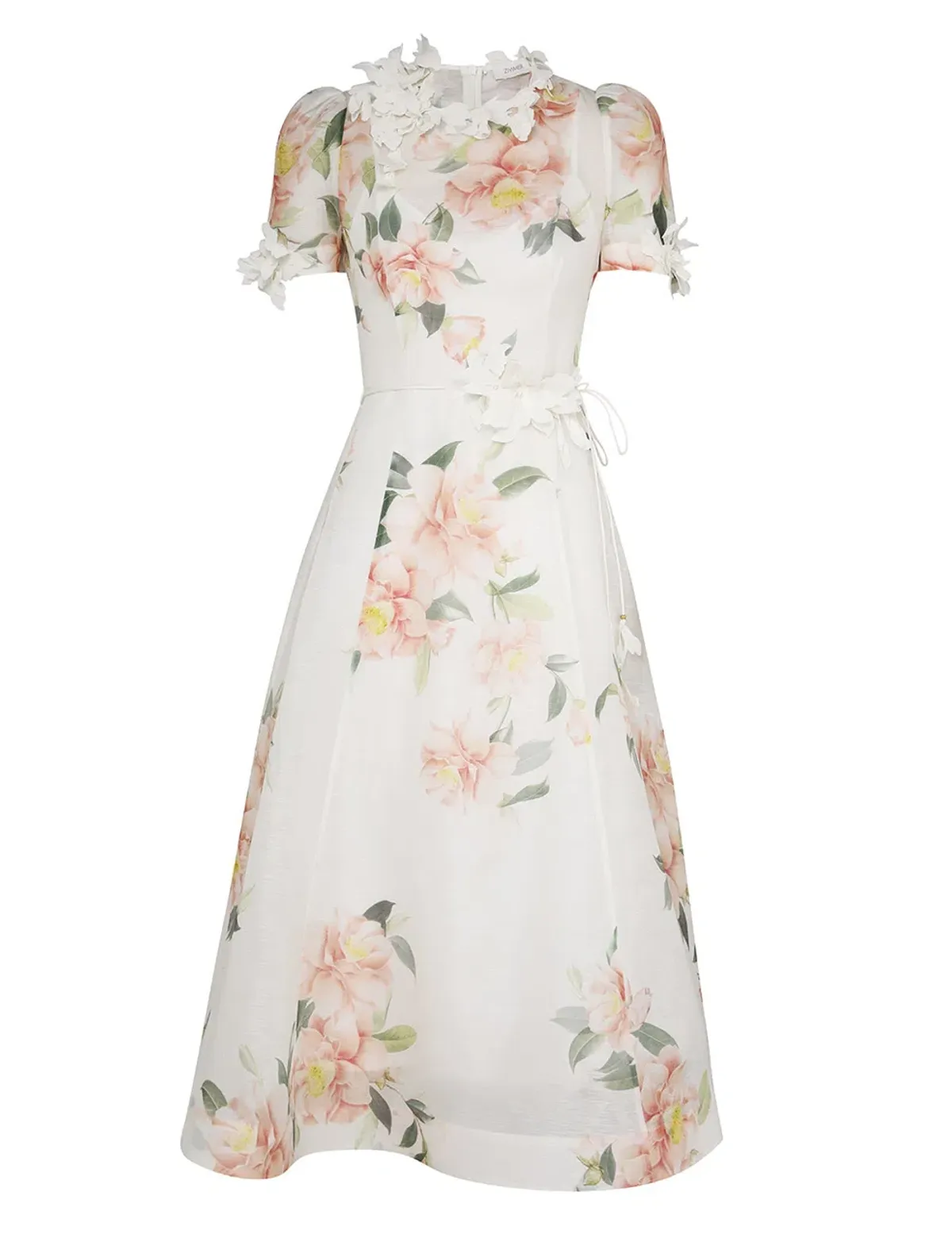 Zimmermann Natura Liftoff Flower Midi Dress Ivory Camellia Size 0 / AU 8 - Image 5