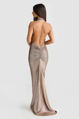 Melani Maria Cowl Gown in Bronze Gold Foil Size XS / AU 6 for rent on The Volte - image 2
