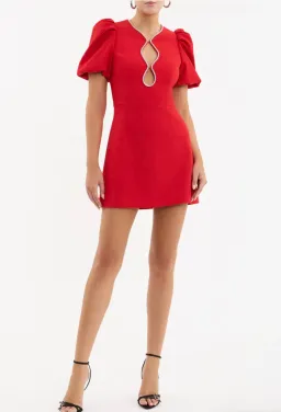 Rebecca Vallance Karina Puff Sleeve Mini Dress Red Size 8 for rent on The Volte - image 4