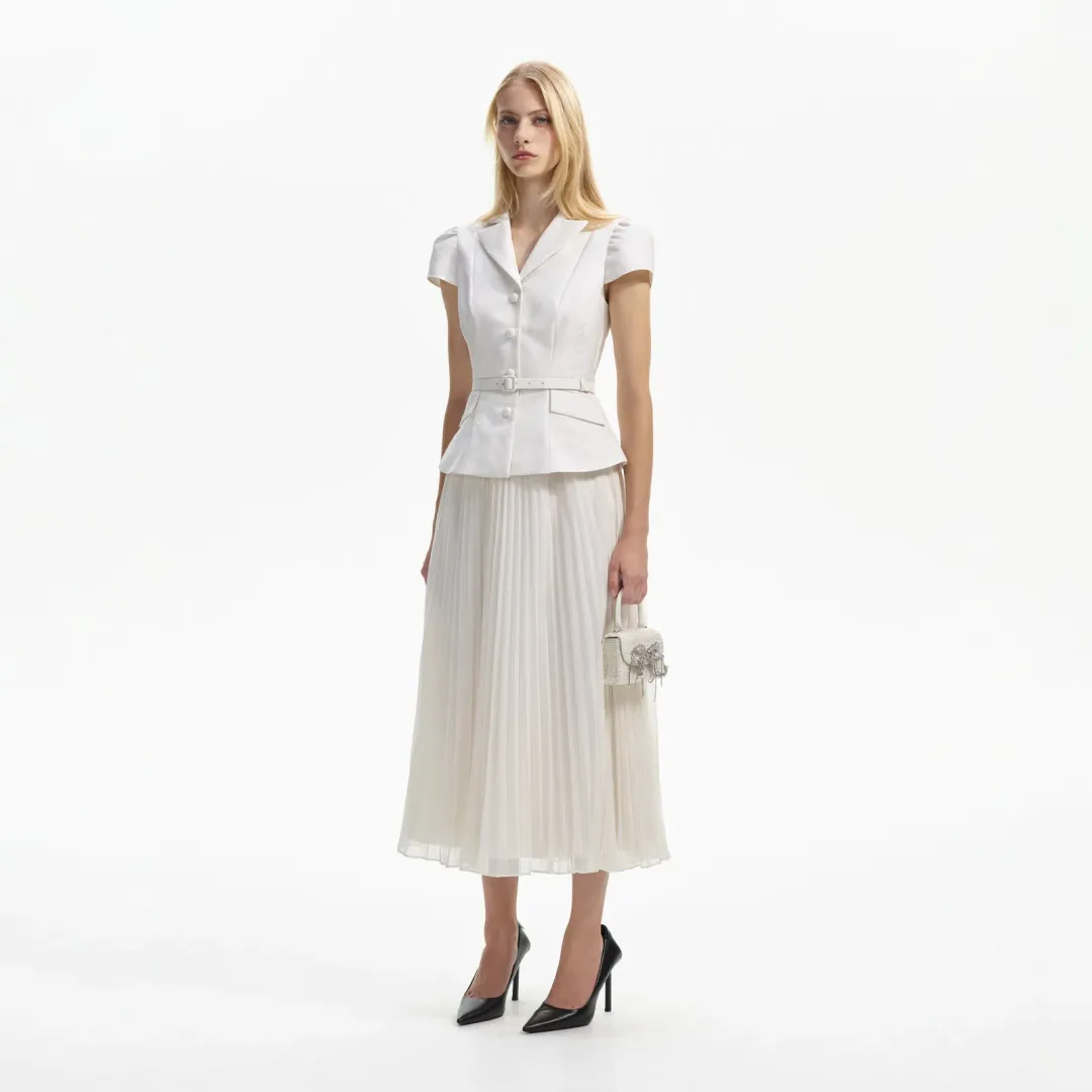 Self Portrait Textured Midi Dress White Size AU 8 for rent on The Volte - main image