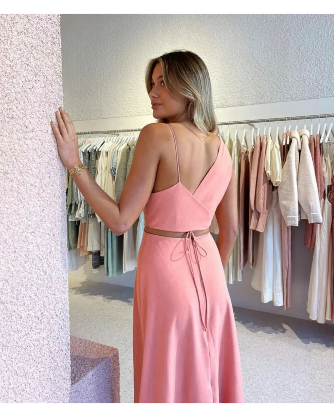 One Fell Swoop Bijoux Maxi Dress in Guava Size AU 10 for rent on The Volte - main image