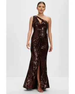 Bariano Isobel Gown Brown Sequin Size AU 12 for rent on The Volte - image 1