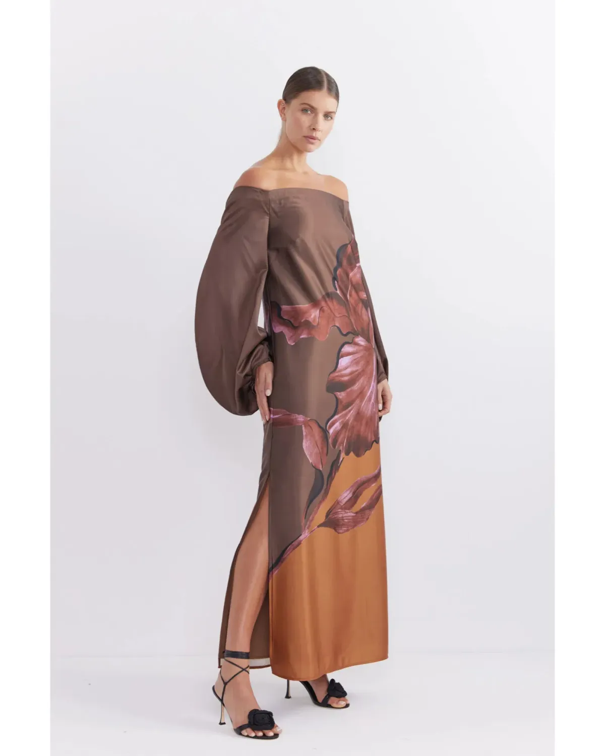 Pasduchas Moon Flower Sleeve Midi Dress Fudge Size AU 10 - Image 2