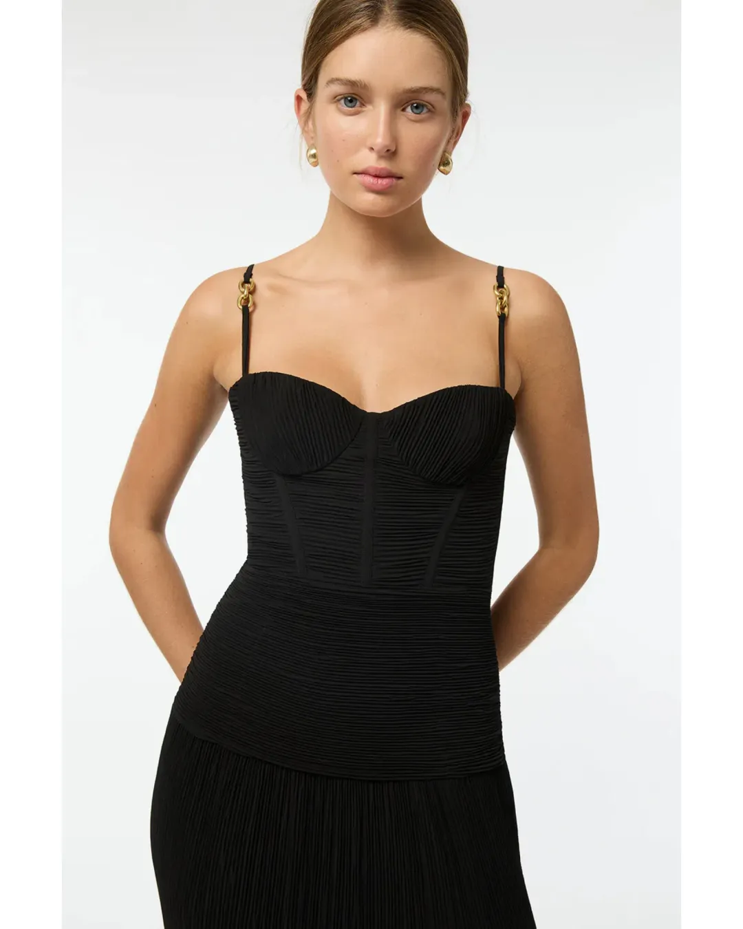 Manning Cartell Double Time Pleat Dress Black Size AU 10 for rent on The Volte - main image