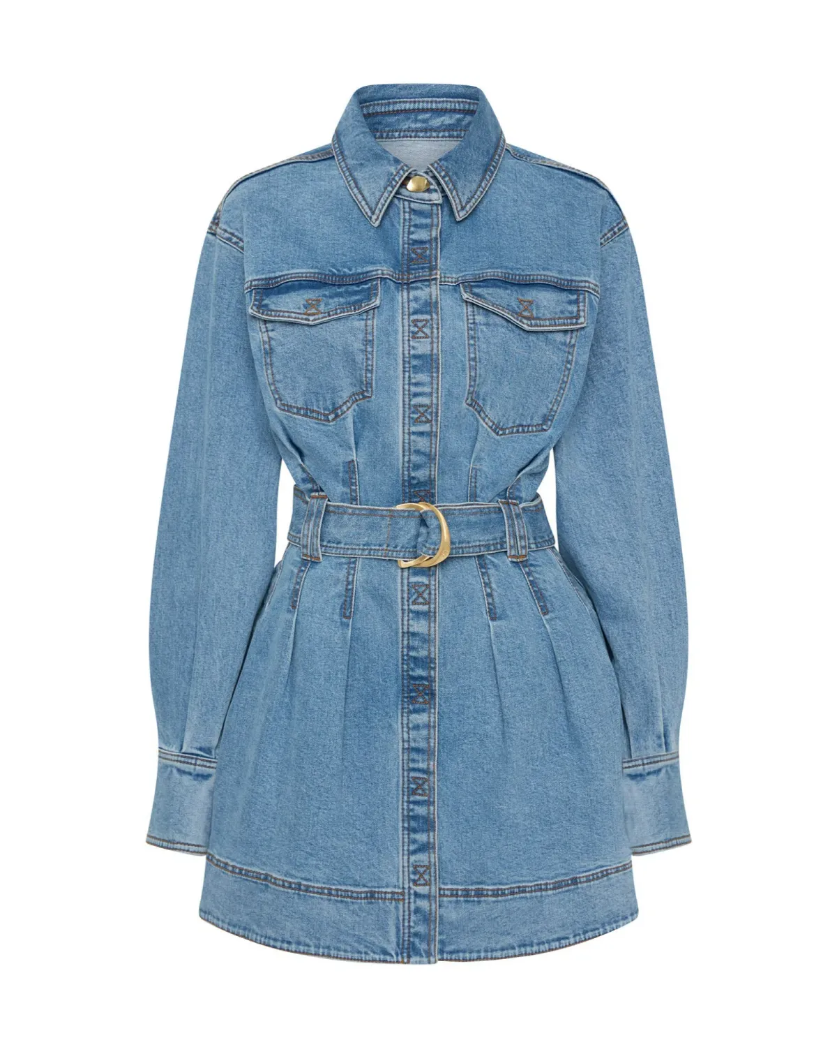 Aje Aradia Denim Mini Dress Classic Wash Size AU 4 - Image 4