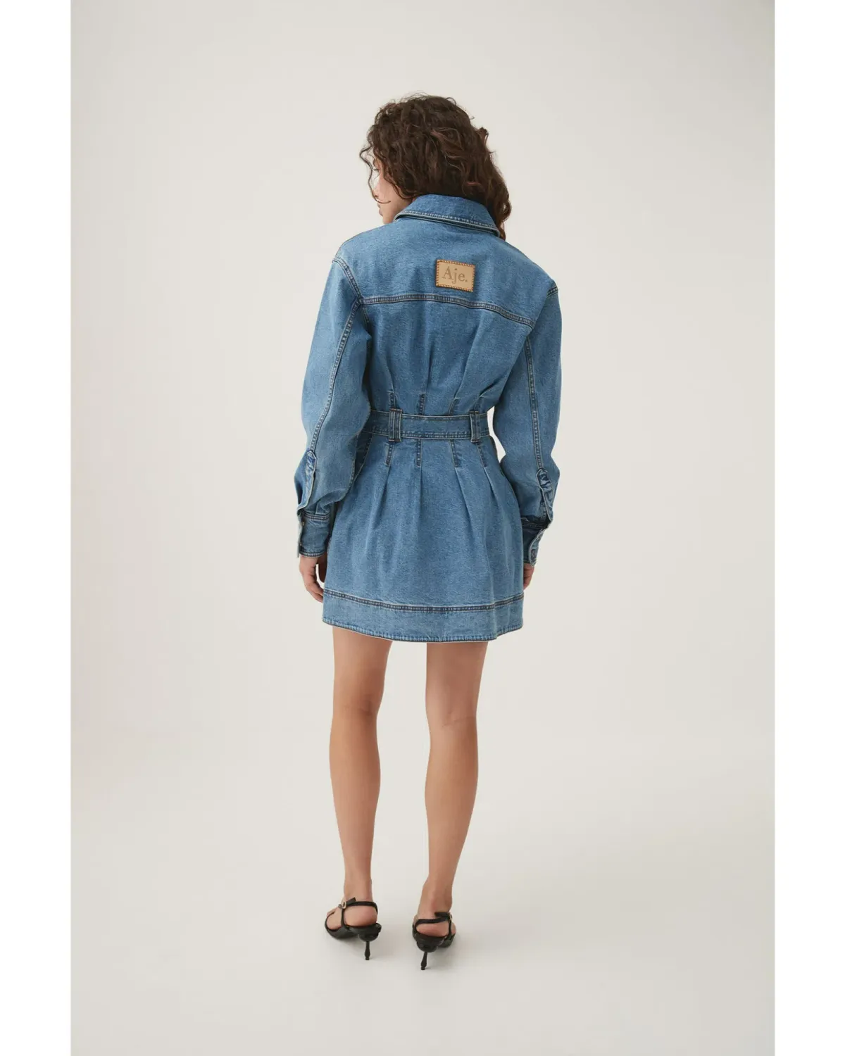 Aje Aradia Denim Mini Dress Classic Wash Size AU 4 - Image 3