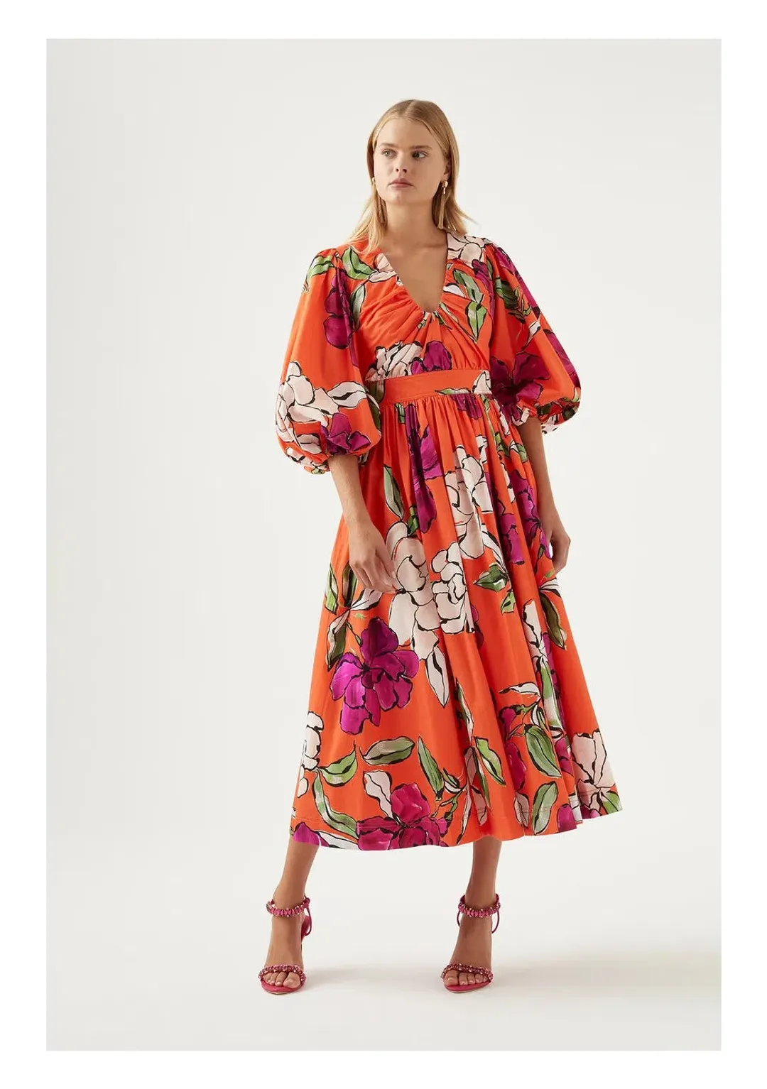 Aje Marlene Midi Dress Floral Size 8 for rent on The Volte - main image