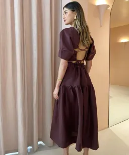 Shona Joy Marlene Open Back Midi Dress Chocolate Size 8 for rent on The Volte - image 2
