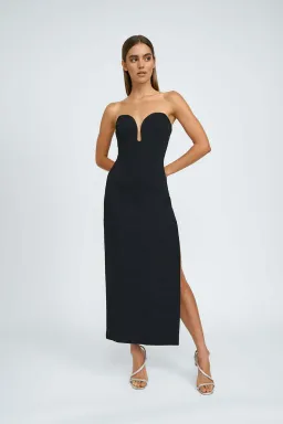 By Johnny Ginny Scoop Split Midi Dress Black Size 8 for rent on The Volte - image 1