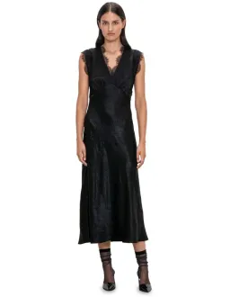 Veronika Maine Crushed Satin Lace Dress Black Size 8 for rent on The Volte - image 1