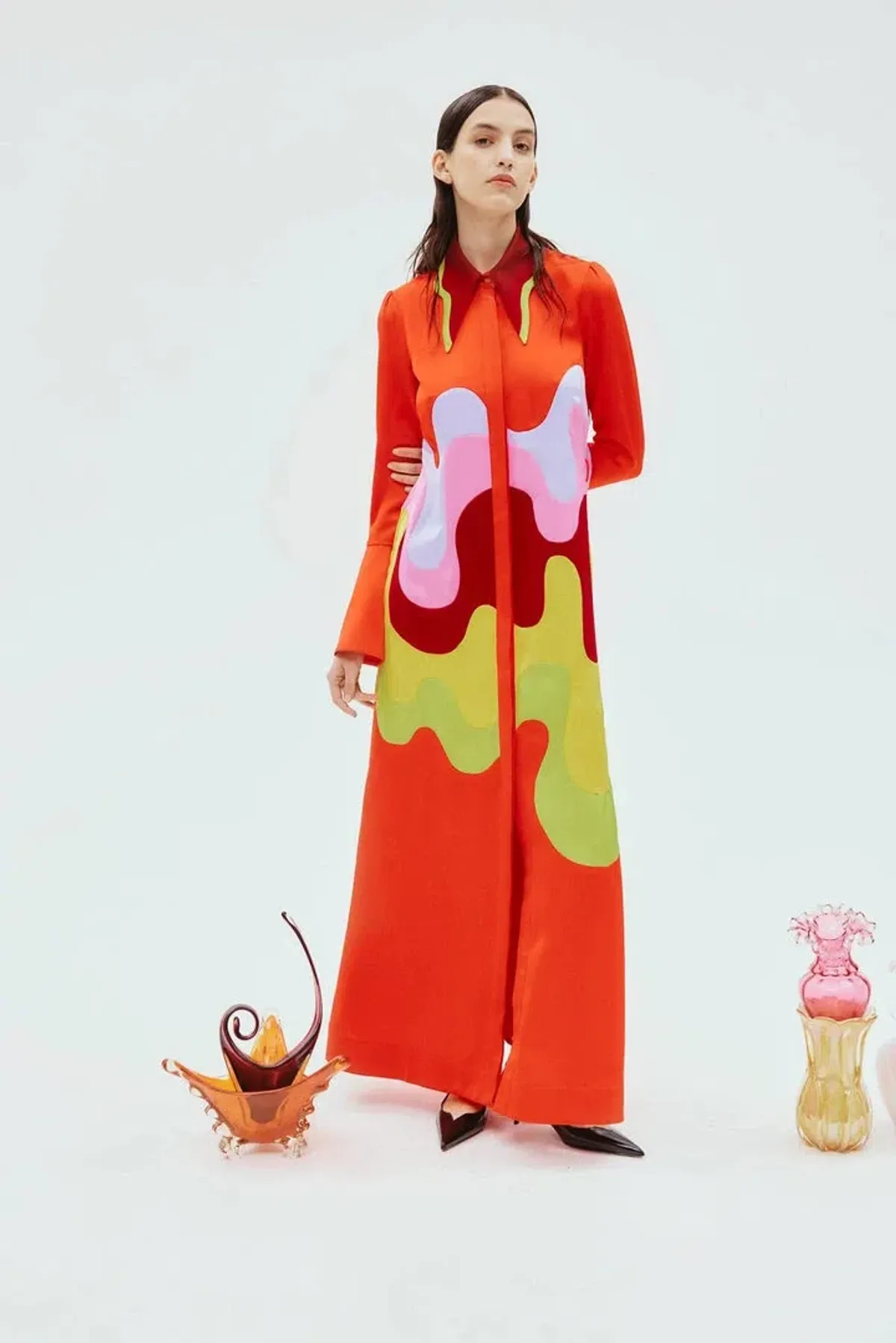 Alemais The Five Shirtdress Red Multi Size 8 - Image 1