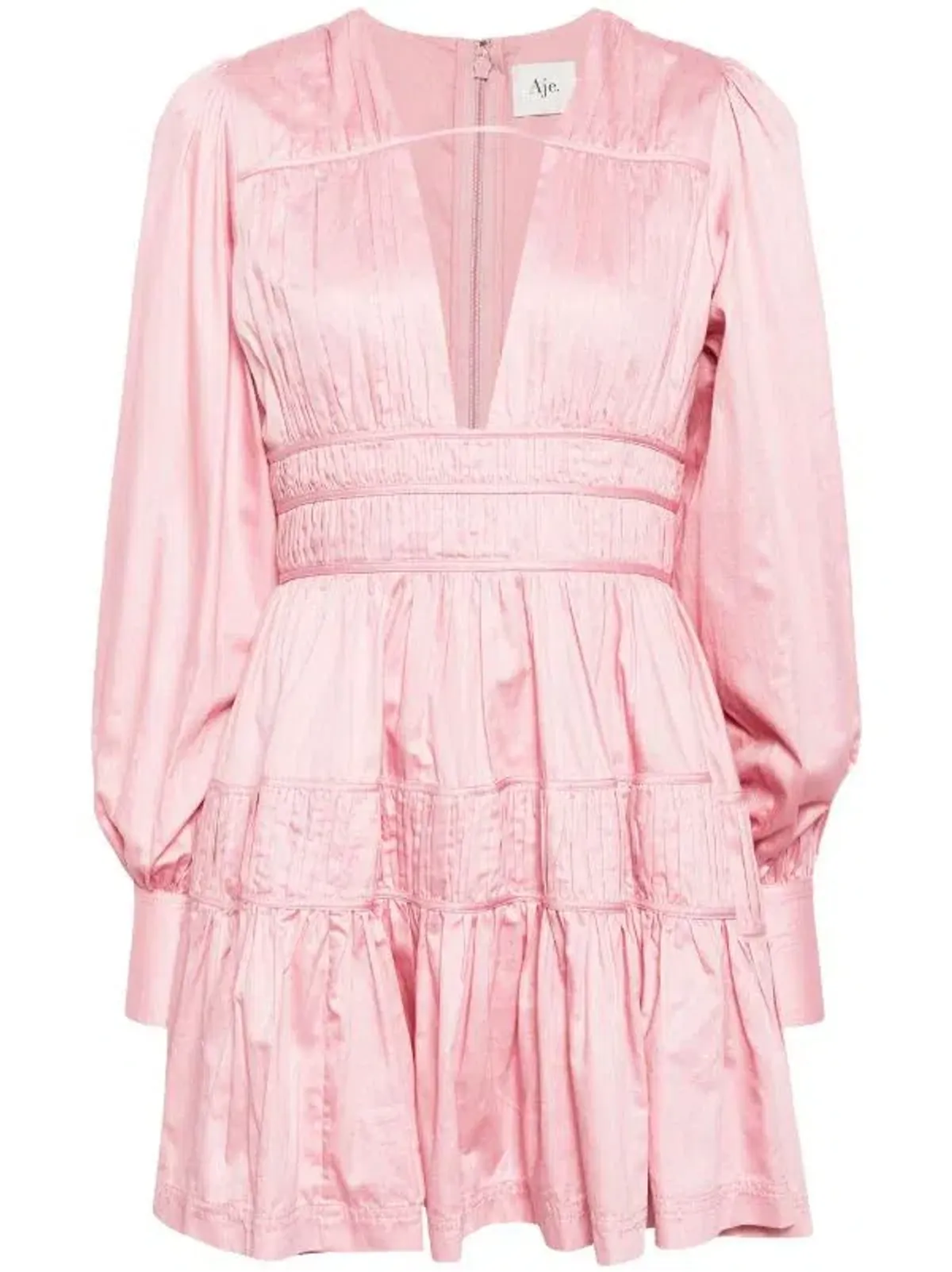 Aje Fallingwater Ruched Mini Dress Chalk Pink Size 8 - Image 9
