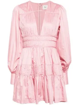 Aje Fallingwater Ruched Mini Dress Chalk Pink Size 8 for rent on The Volte - image 9