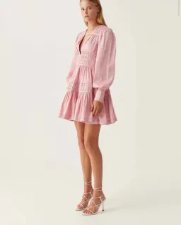Aje Fallingwater Ruched Mini Dress Chalk Pink Size 8 for rent on The Volte - image 7