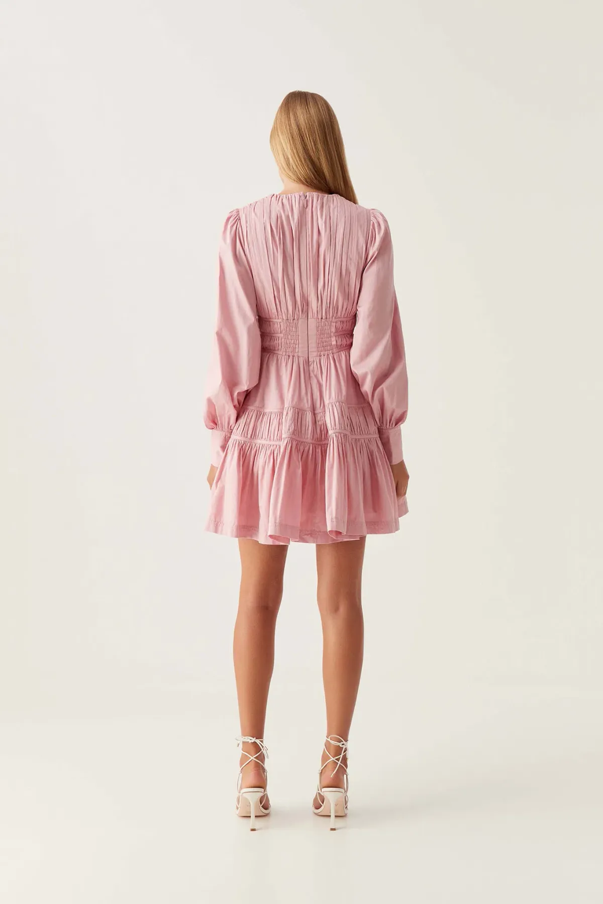 Aje Fallingwater Ruched Mini Dress Chalk Pink Size 8 - Image 3