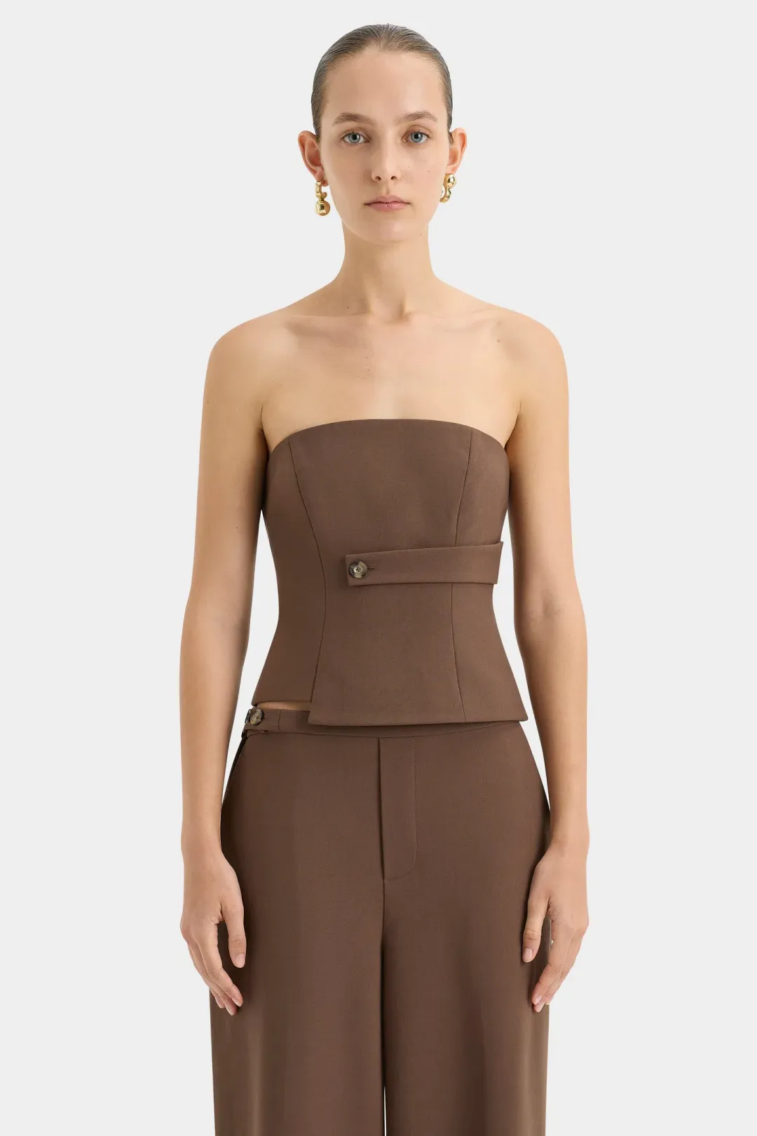Sir The Label Bromley Bodice and Mini Skirt in Set Chocolate Size AU 10 for rent on The Volte - main image
