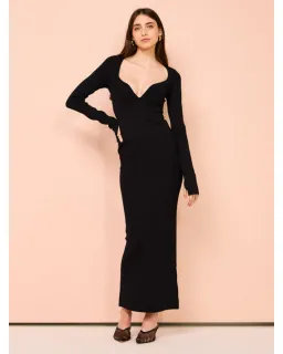 Sir the Label Helena Long Sleeve Midi Dress In Black Size 1 / AU 8 for rent on The Volte - image 1