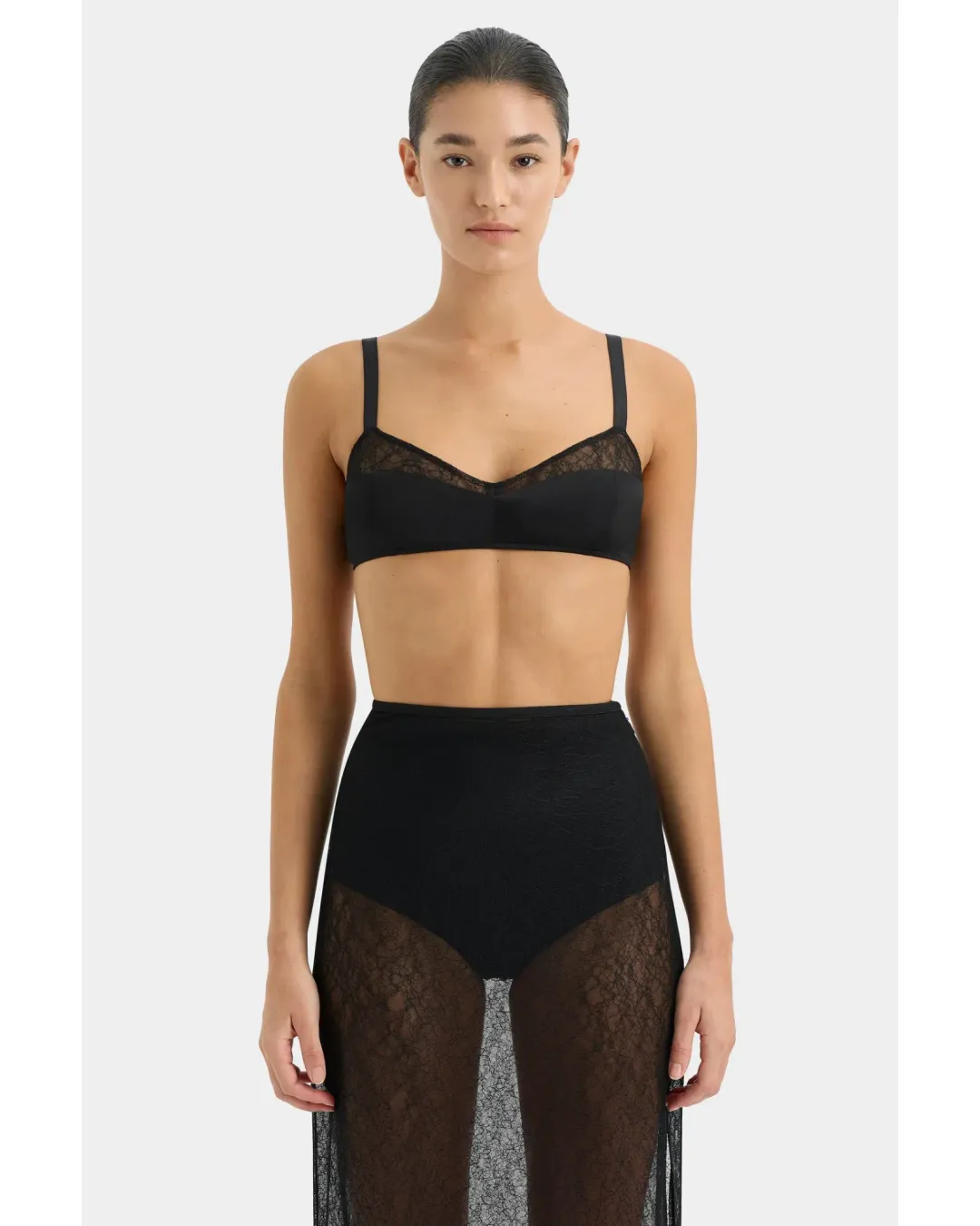 Sir The Label Dunya Bralette and Skirt Set Black Size AU 8 for rent on The Volte - main image