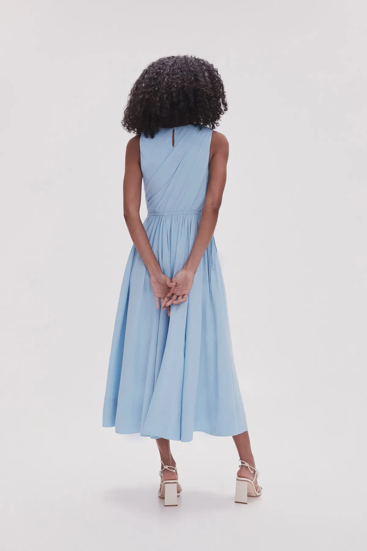 Aje Abby Twist Midi Dress Sky Blue Size 8 - Image 2