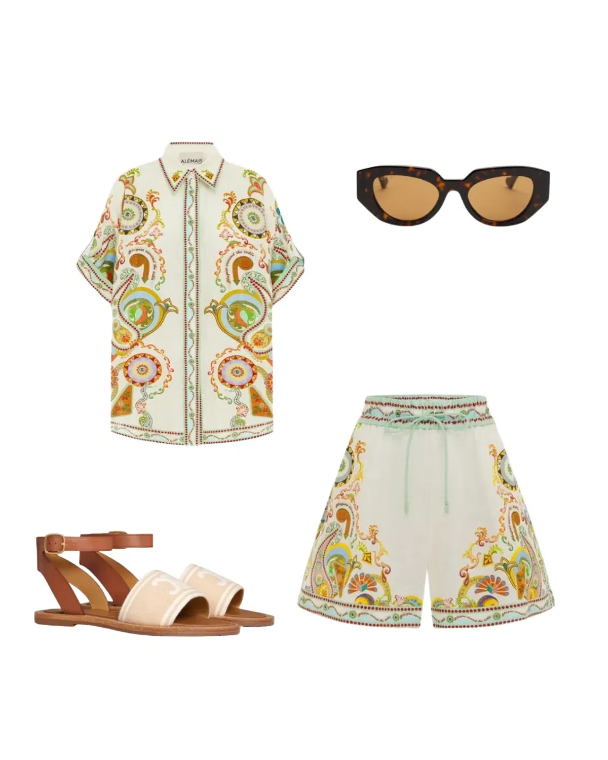 Pinball Linen Shirt and Short Set Multi Print Size 12 - Image 3