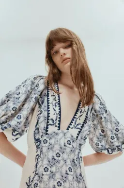 Alemais Airlie Midi Dress White/Blue Floral Size 10 for rent on The Volte - image 3