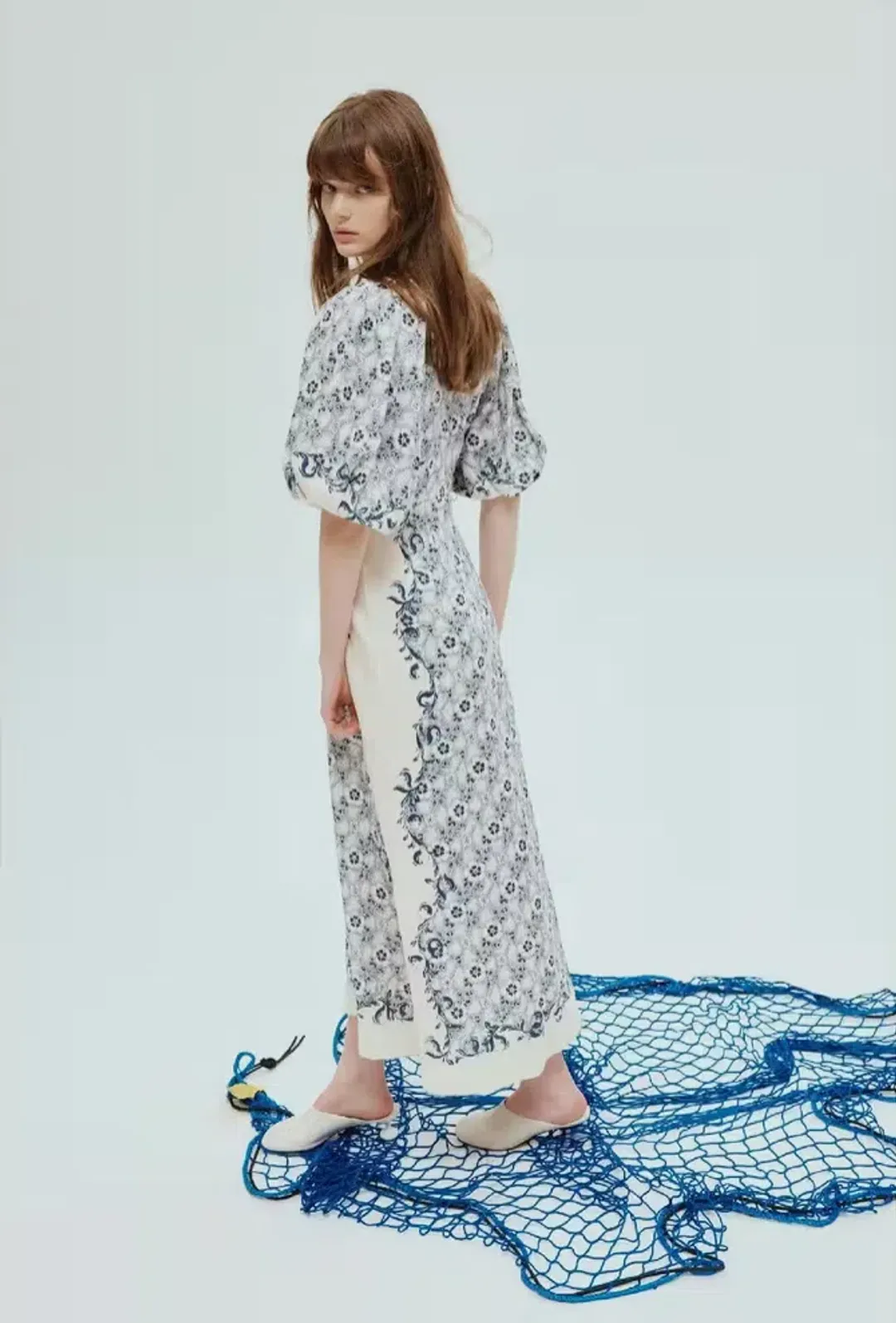 Alemais Airlie Midi Dress White/Blue Floral Size 10 for rent on The Volte - main image