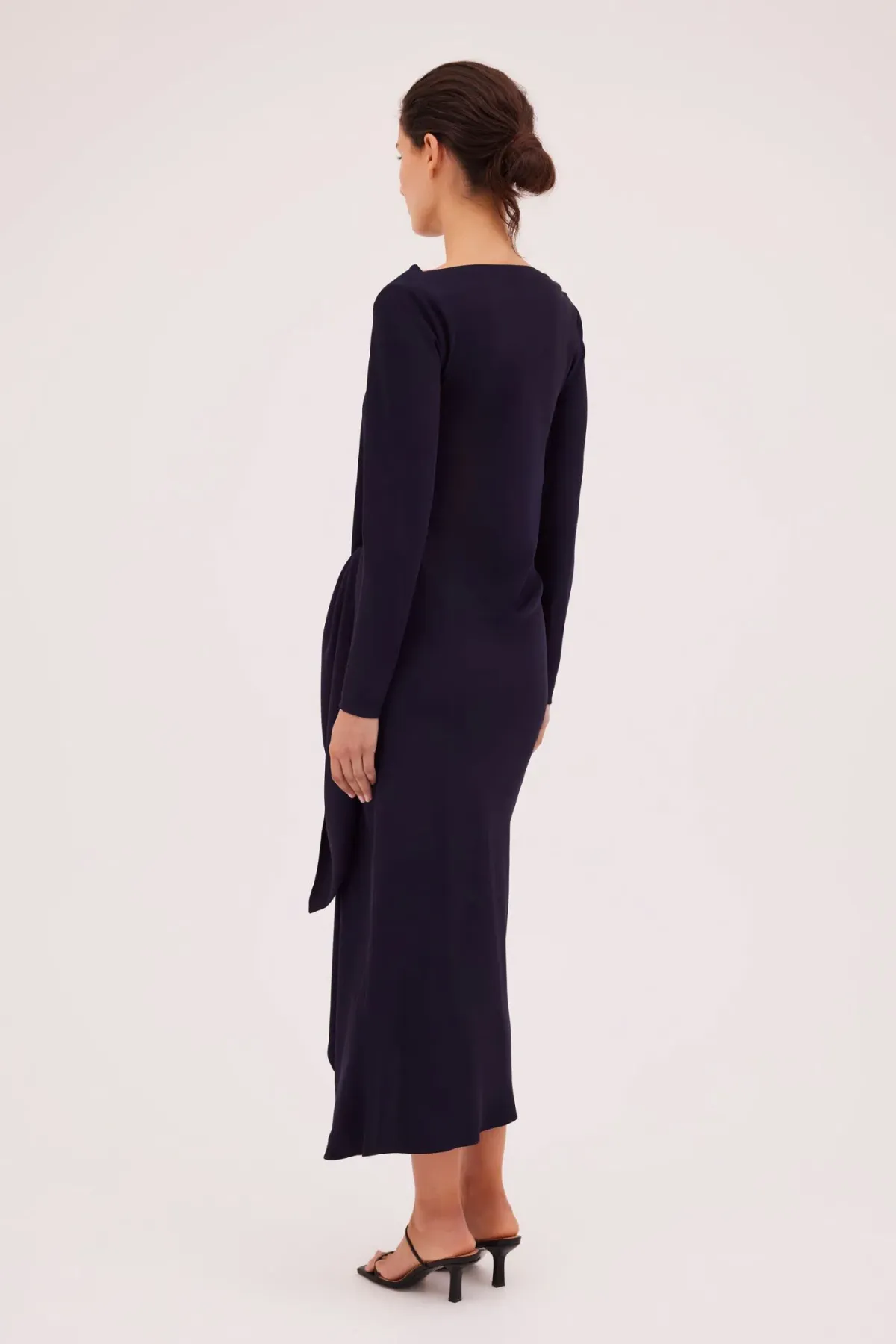 Bianca Spender Satin Crepe Mori Midi Dress Navy Size 16 - Image 2