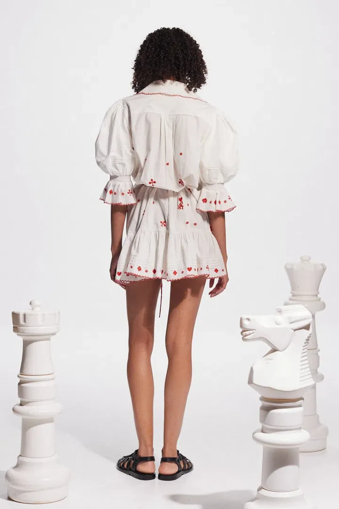 Alemais Hearts Embroidered Mini Dress White Size 16 for rent on The Volte - main image