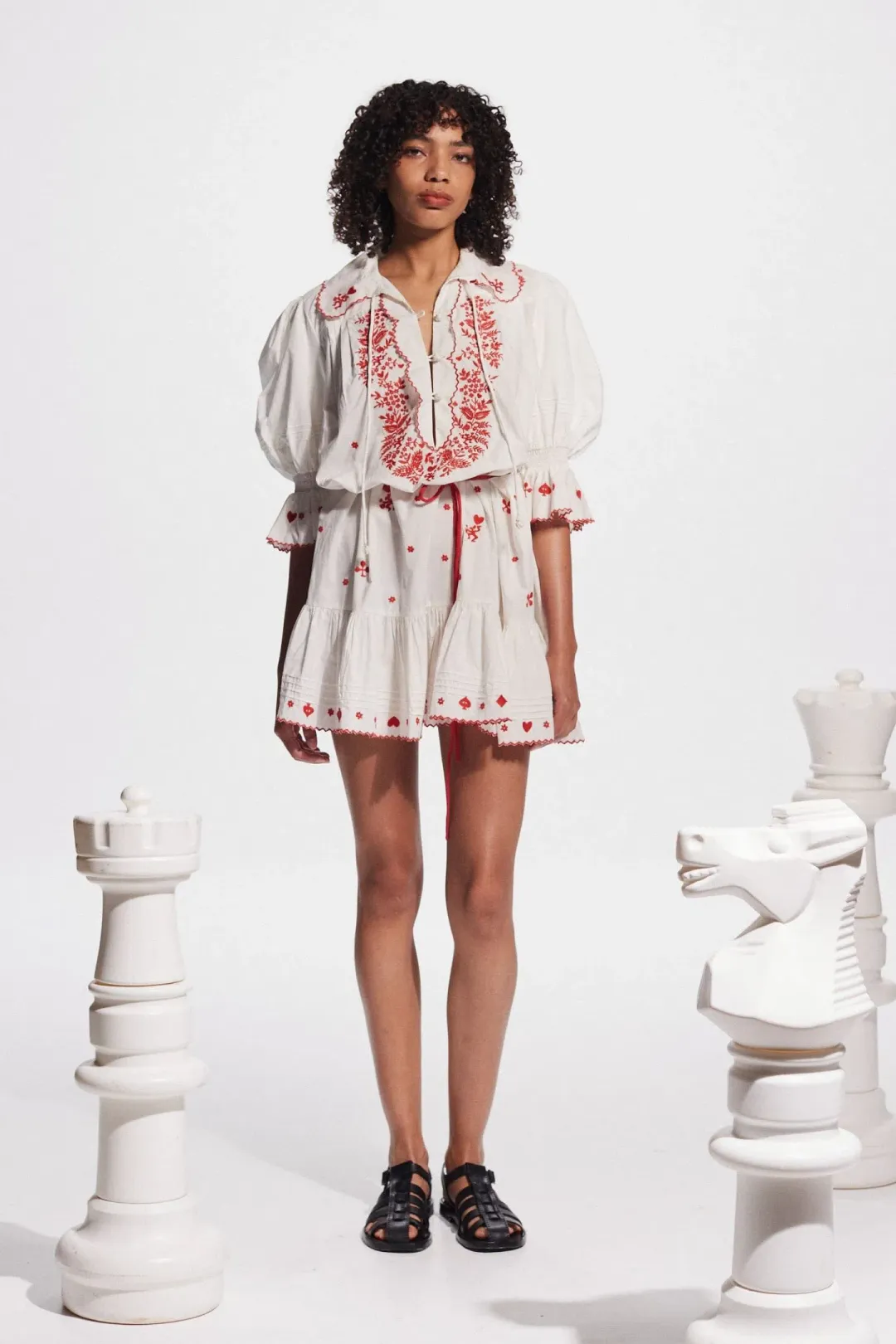Alemais Hearts Embroidered Mini Dress White Size 16 for rent on The Volte - main image