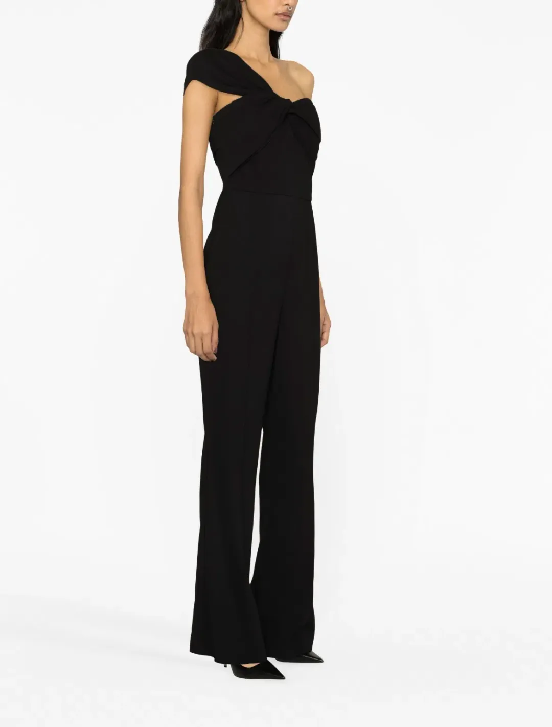 Roland Mouret Asymmetric Twist Stretch Cady Jumpsuit Size 8 for rent on The Volte - main image