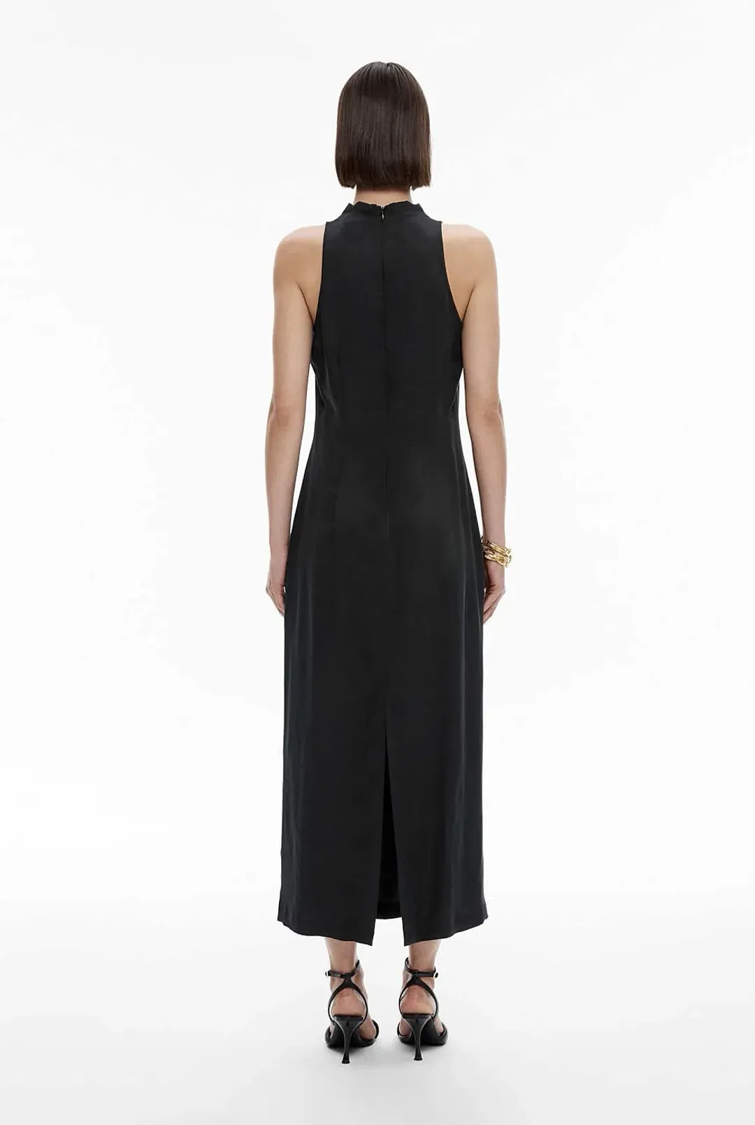 Witchery Cupro Cowl Neck Sleeveless Midi Dress Black Size 6 for rent on The Volte - main image