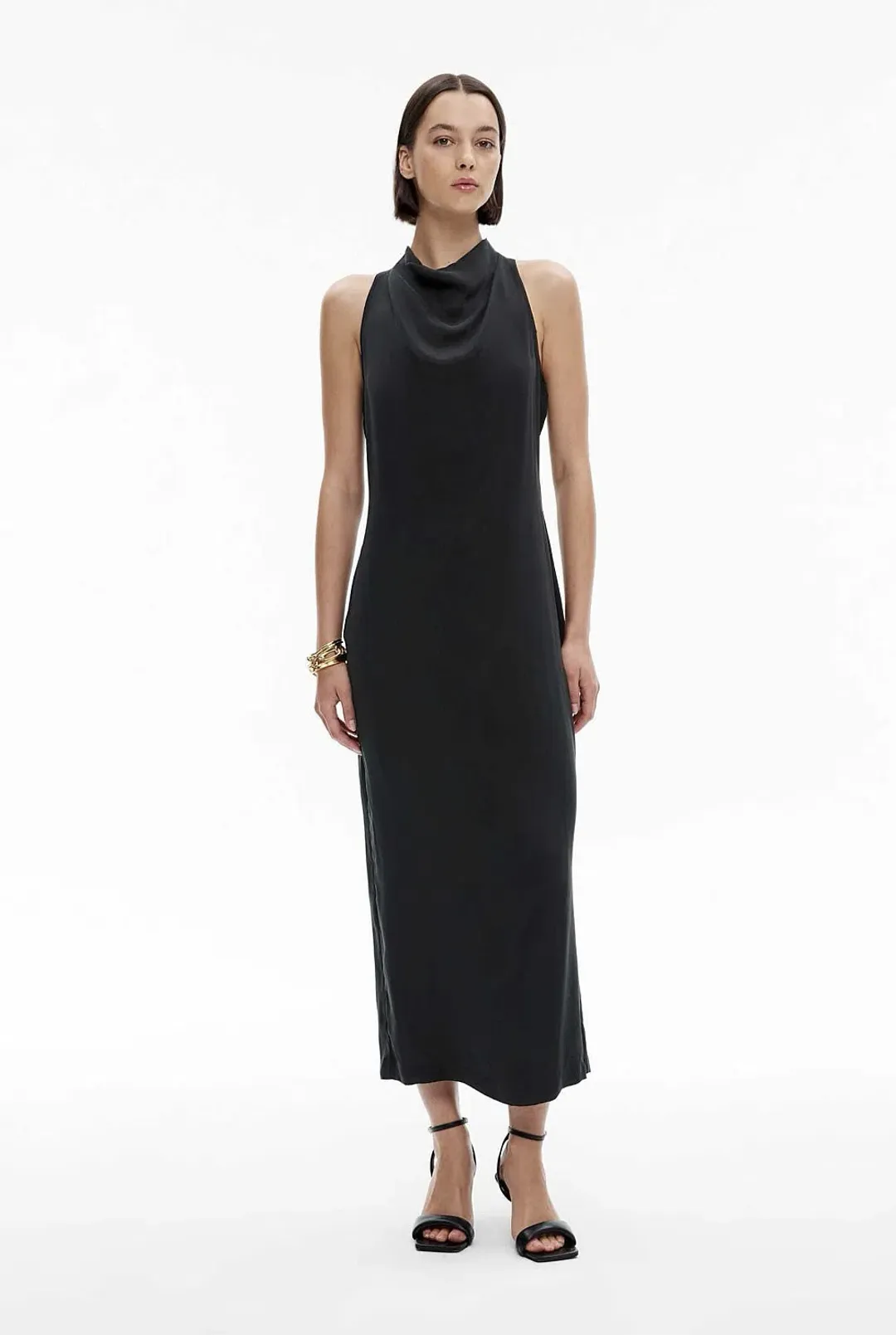 Witchery Cupro Cowl Neck Sleeveless Midi Dress Black Size 6 for rent on The Volte - main image