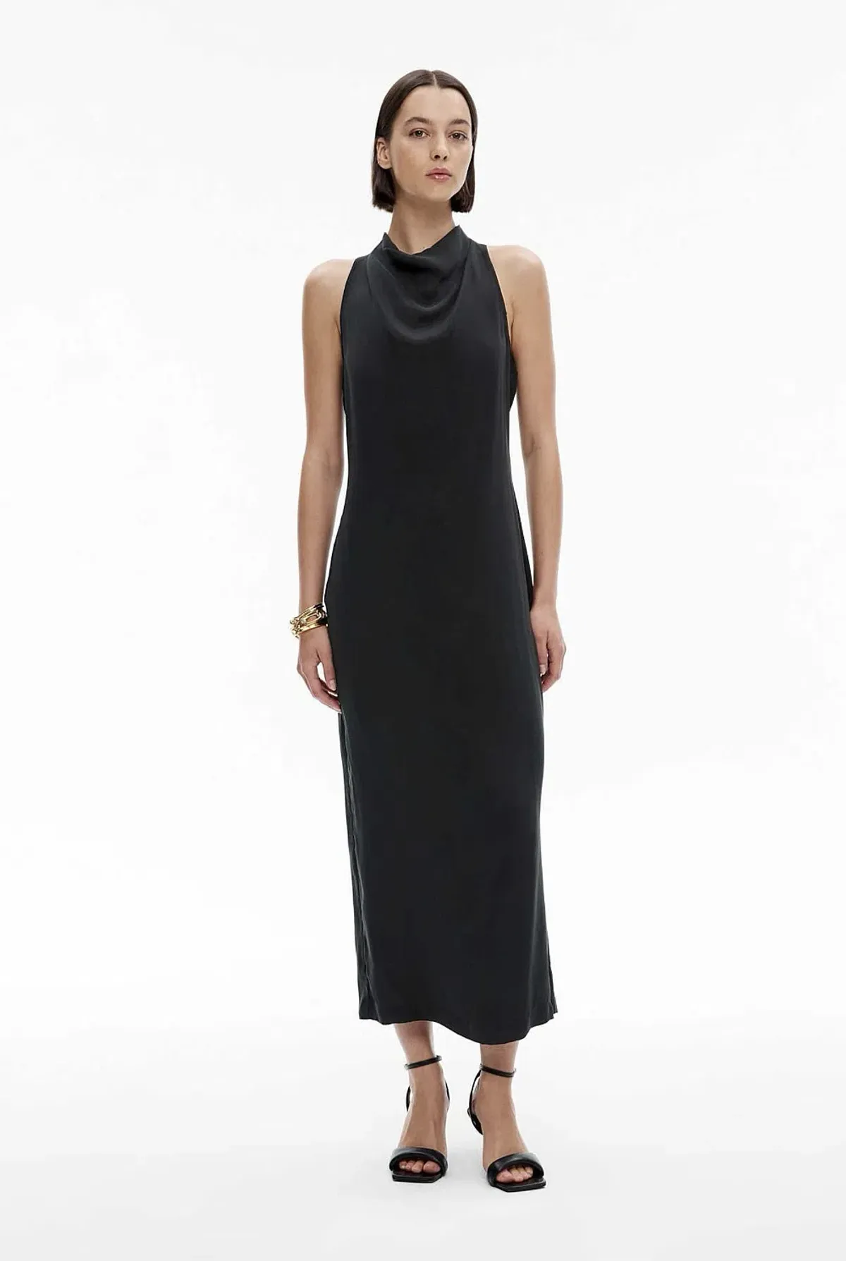 Witchery Cupro Cowl Neck Sleeveless Midi Dress Black Size 6 for rent on The Volte - main image