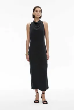 Witchery Cupro Cowl Neck Sleeveless Midi Dress Black Size 6 for rent on The Volte - image 1