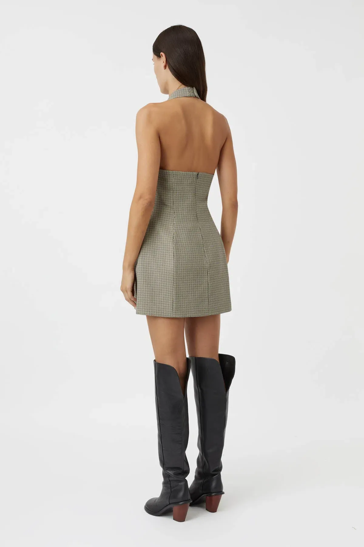 Camilla and Marc Banks Mini Dress in Black Houndstooth Size 8 - Image 2