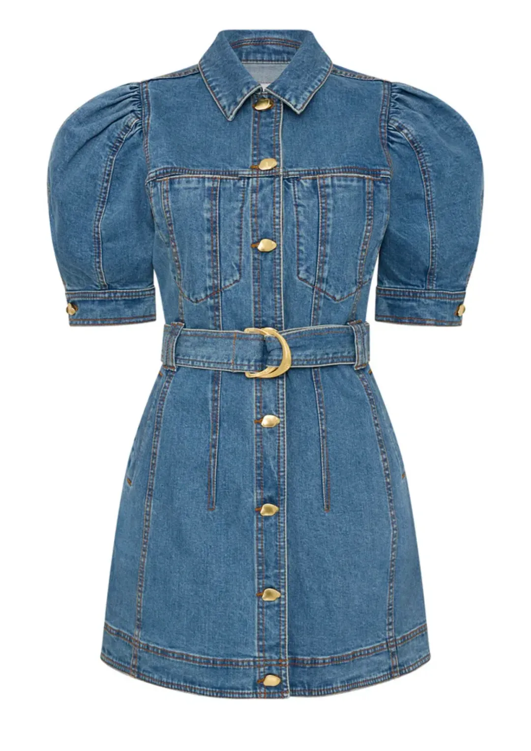 AJE Adriana Puff Sleeve Mini Dress 90's Wash Size 10 for rent on The Volte - main image