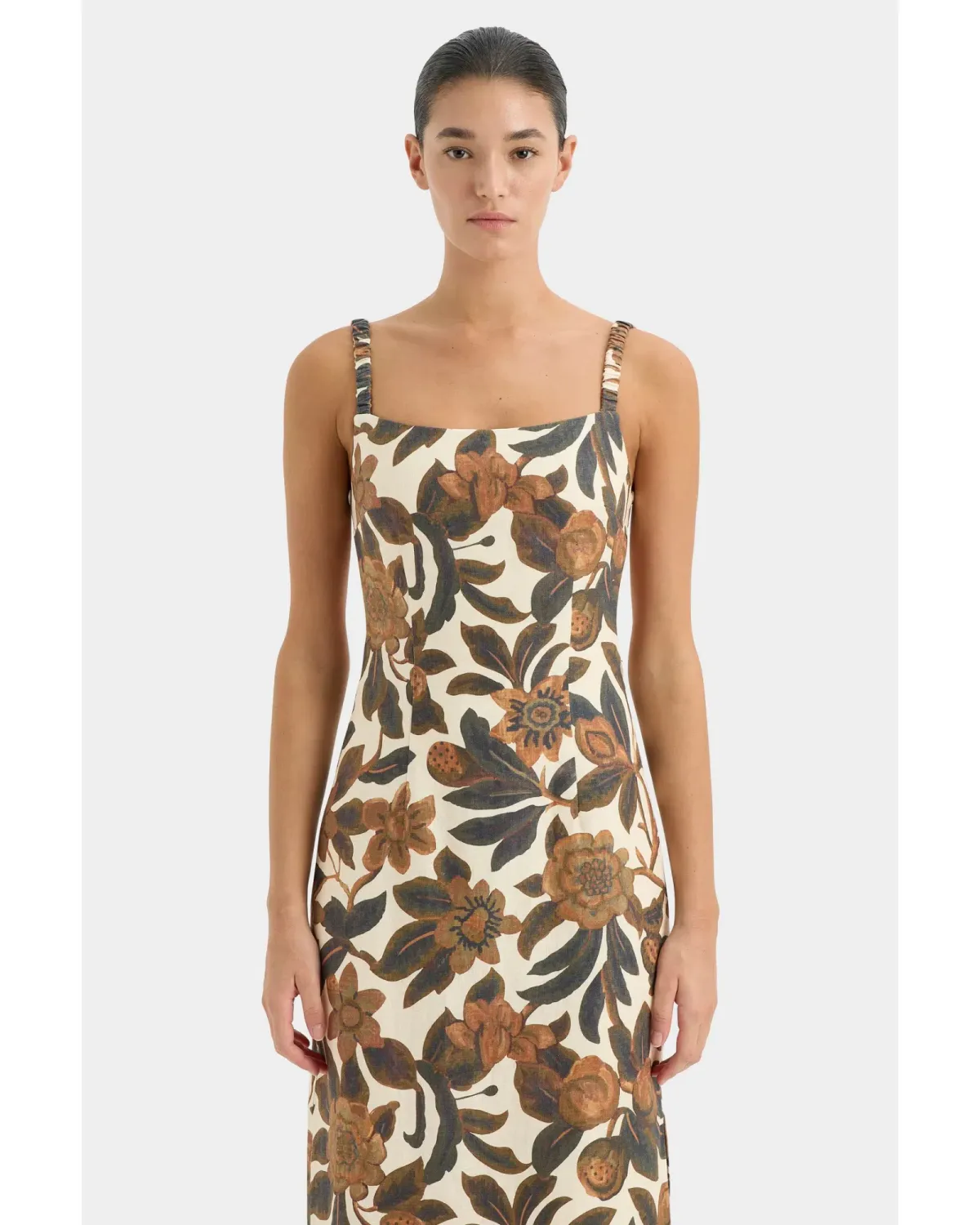 Sir The Label Primrose Ruched Midi Dress Ivory Tapestry Size AU 8 - Image 2