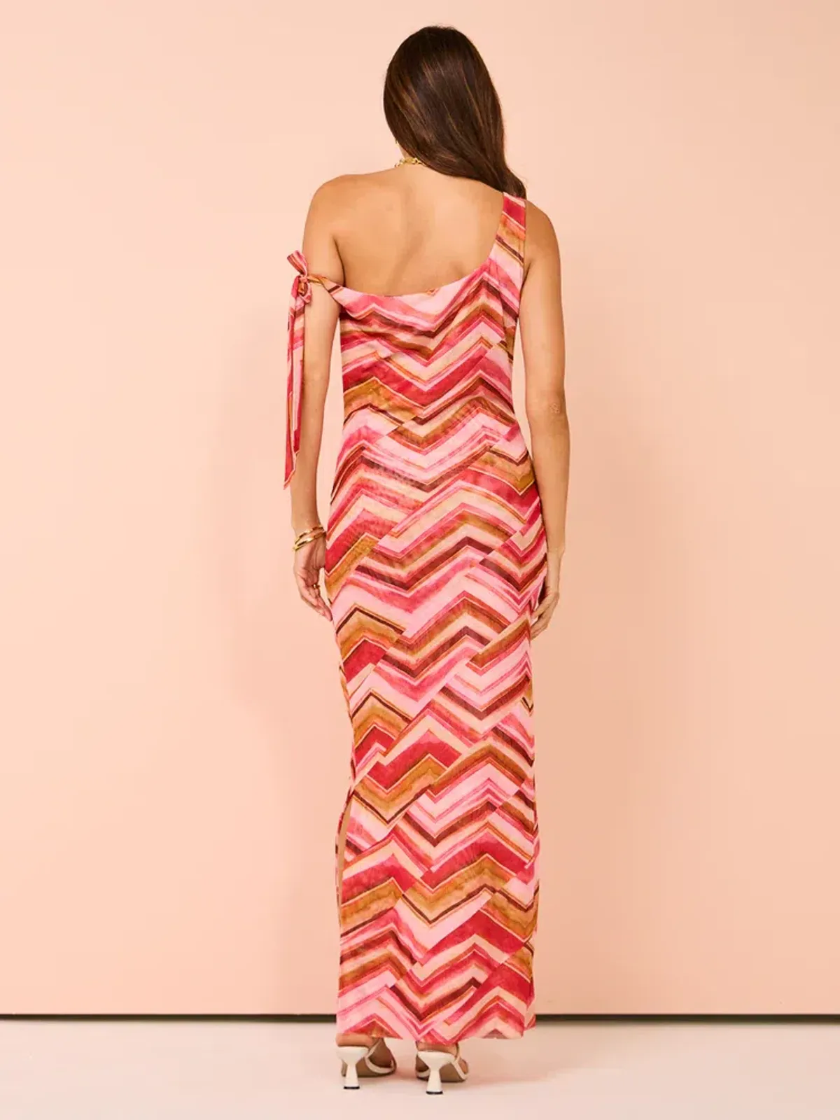 Issy Panelled Maxi Dress In Chevron Print Size AU 6 - Image 3